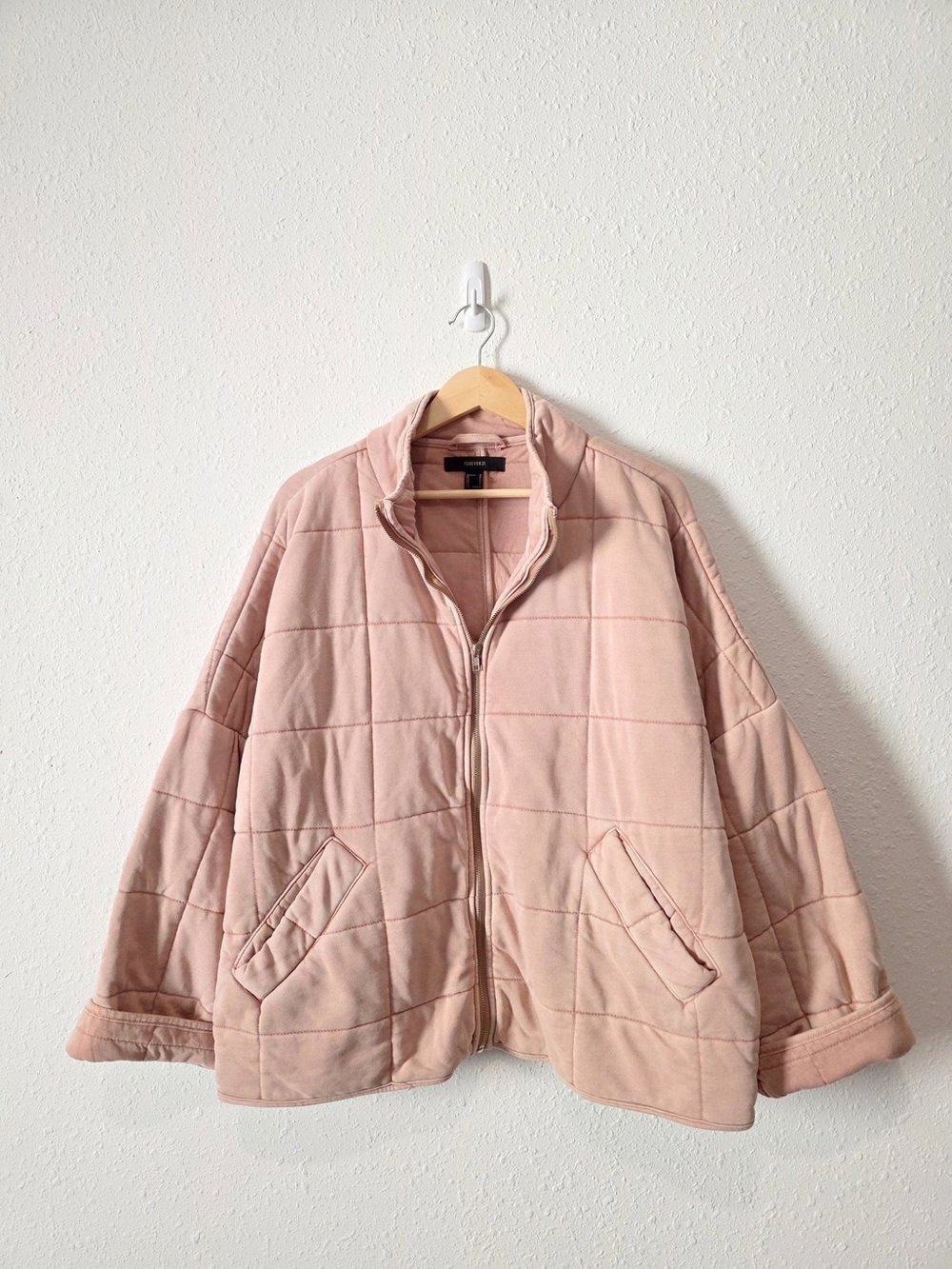 Forever 21 Blush Quilted Zip-Up Puffer Jacket